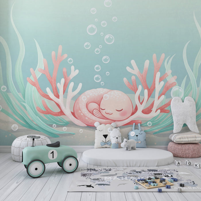 Papel pintado infantil | Pequeña criatura marina tranquila