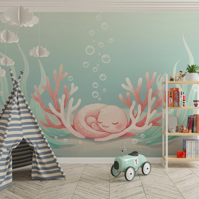 Papel pintado infantil | Pequeña criatura marina tranquila