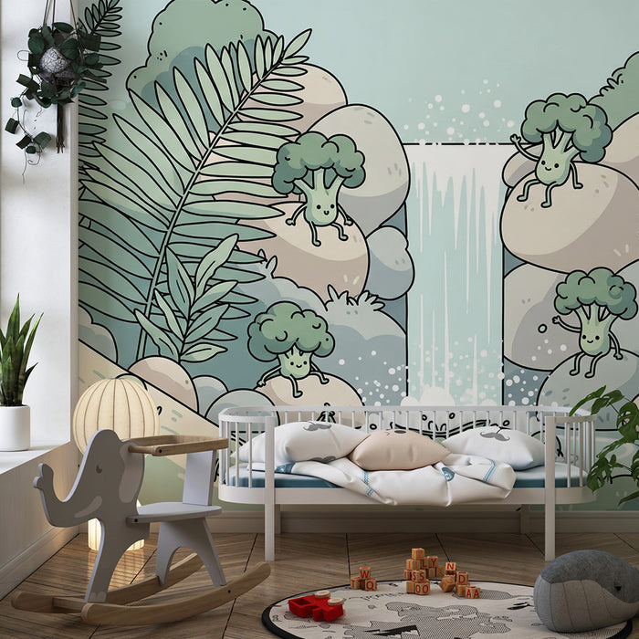 Kids' Room Wallpaper | Enchanted Mini Forest with Playful Vegetables