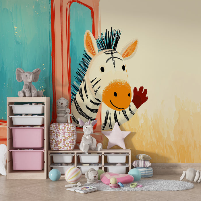 Papel de parede criança | Pequena zebra no carro