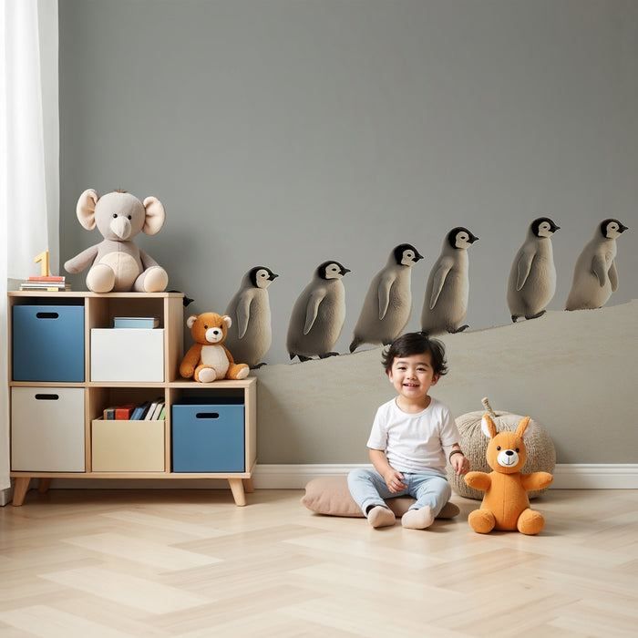 Χαρτί τοίχου παιδικού δωματίου | Μικροί πιγκουίνοι στον πάγο