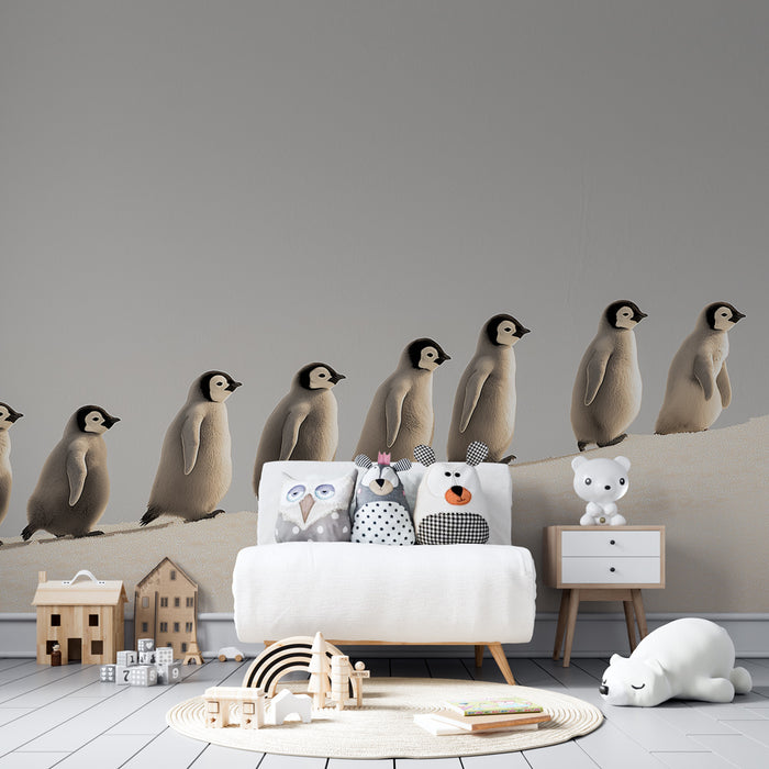 Χαρτί τοίχου παιδικού δωματίου | Μικροί πιγκουίνοι στον πάγο
