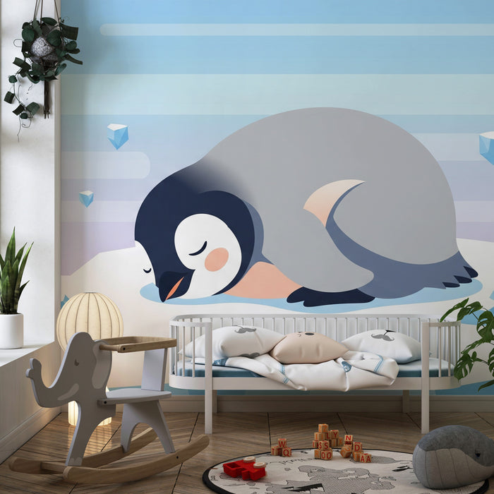 Kids room wallpaper | Unine magab jää peal magav pingviin