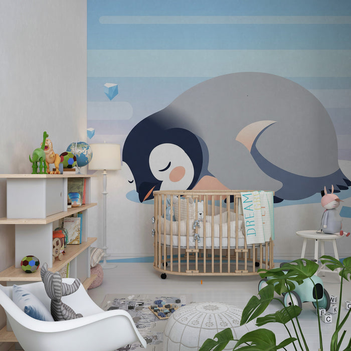 Kids room wallpaper | Unine magab jää peal magav pingviin