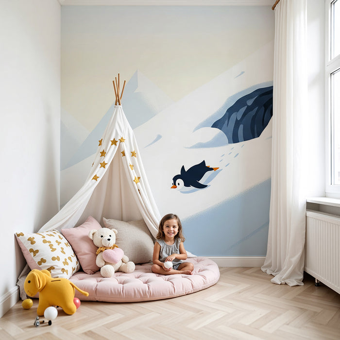 Barnetapet | En liten pingvin som glir på snøen