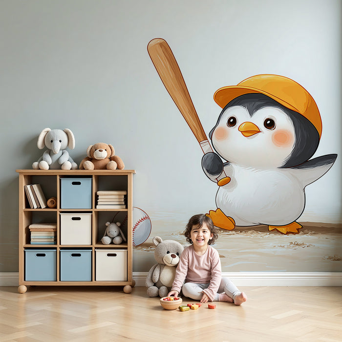 Detská izba tapeta | Pingvín hráč baseballu na hracej ploche