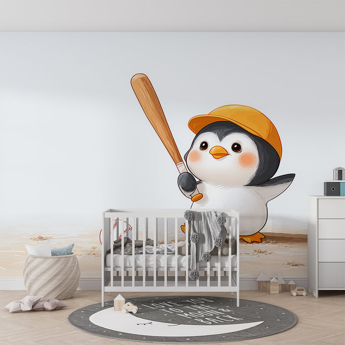 Detská izba tapeta | Pingvín hráč baseballu na hracej ploche