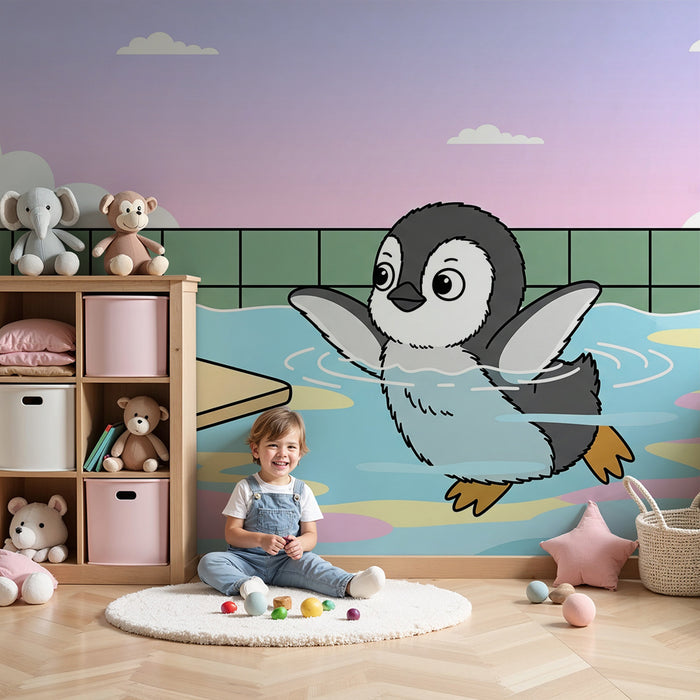 Barntapet | Glad pingvin i vattnet