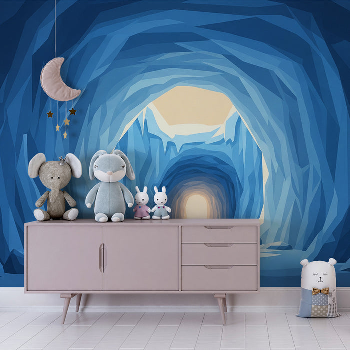 Kinderzimmer Tapete | Pinguine und Robben in einer Eishöhle