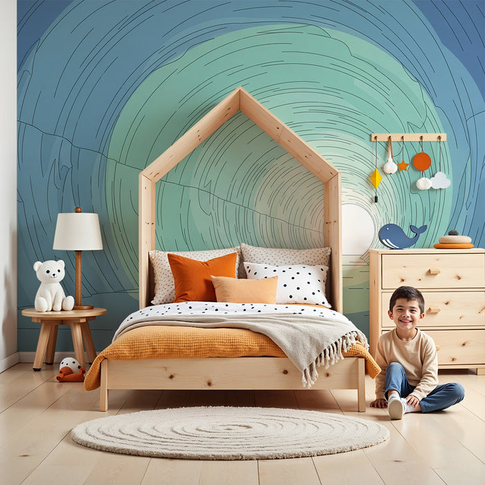 Kids' room wallpaper | Penguins exploring an ice tunnel