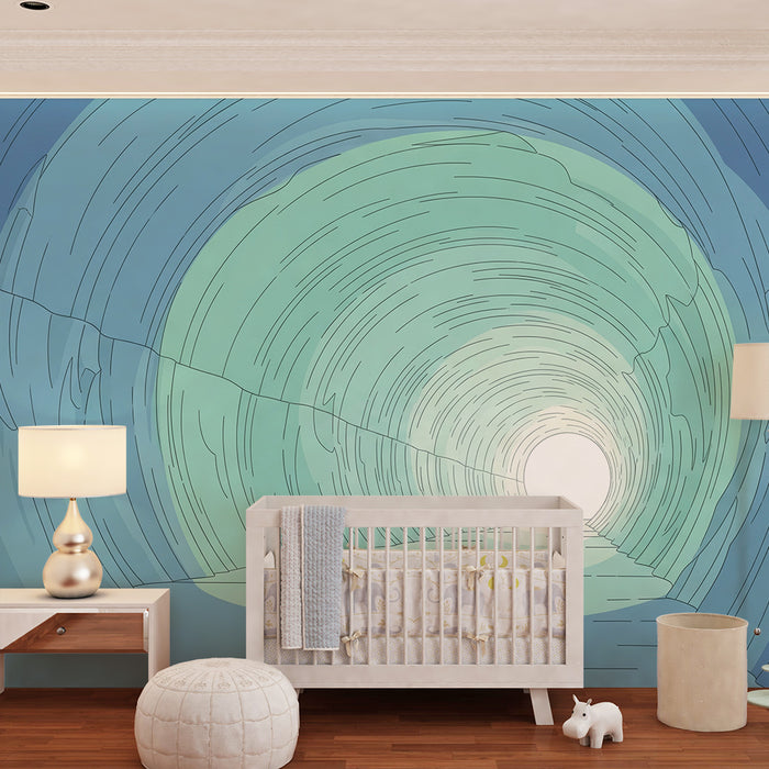 Kids' room wallpaper | Penguins exploring an ice tunnel