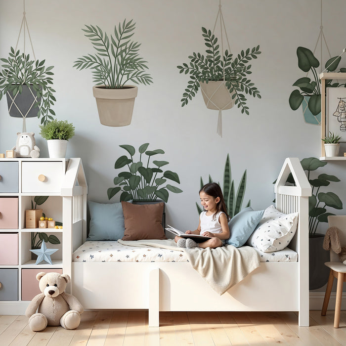 Kids' Room Wallpaper | Elegant and Soothing Indoor Plants