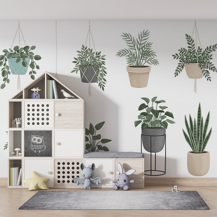 Kids' Room Wallpaper | Elegant and Soothing Indoor Plants
