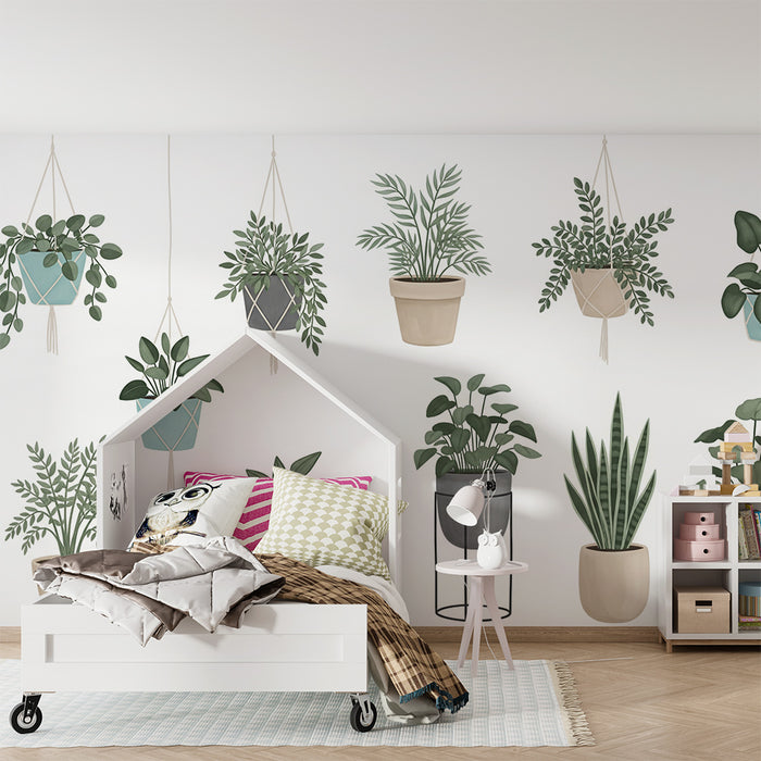 Kids' Room Wallpaper | Elegant and Soothing Indoor Plants