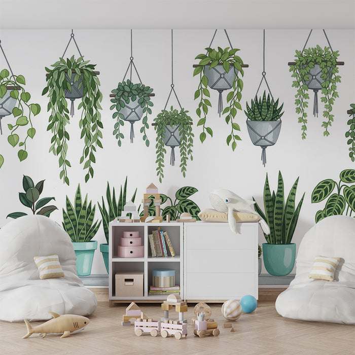 Barnetapet | Innendekkasjon med fargerike potteplanter