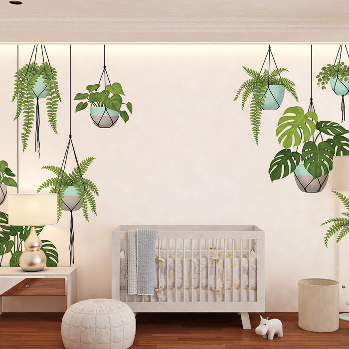 Papel pintado para habitación infantil | Plantas colgantes y follaje