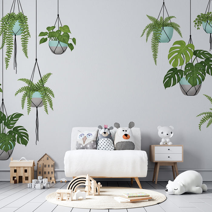 Papel pintado para habitación infantil | Plantas colgantes y follaje