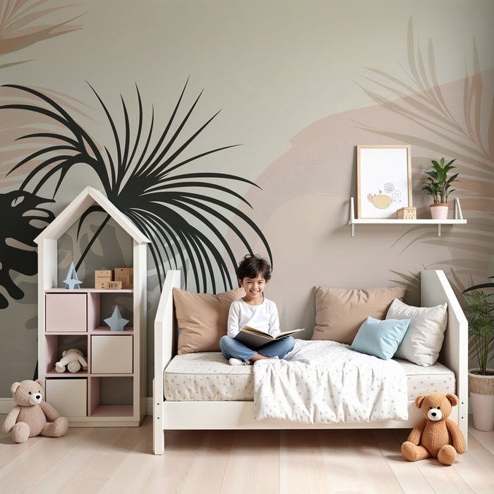 Kinderzimmer Tapete | Elegante tropische Pflanzen