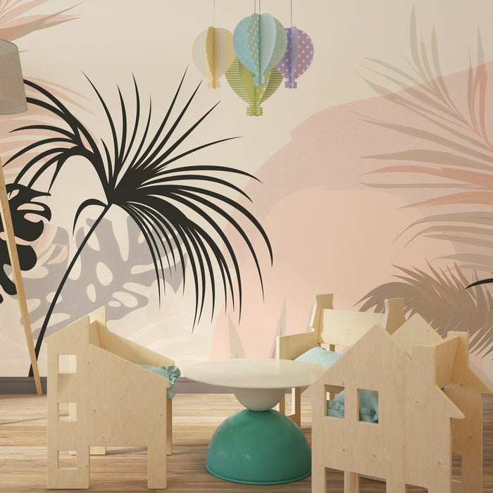 Kinderzimmer Tapete | Elegante tropische Pflanzen