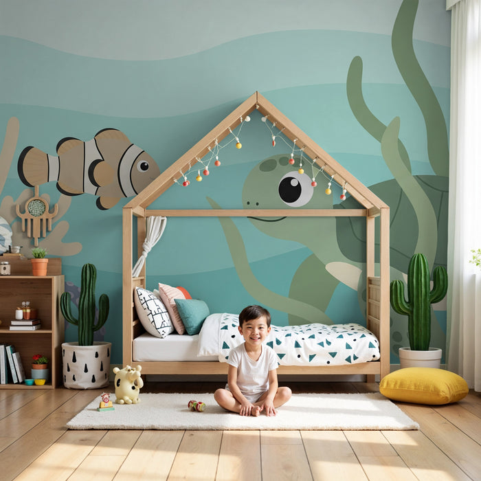 Papier peint chambre enfant | Plongée dans le monde marin