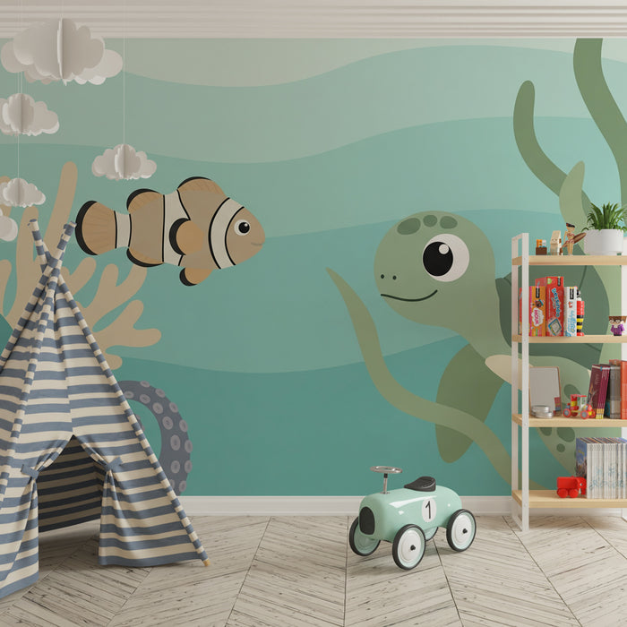 Papier peint chambre enfant | Plongée dans le monde marin