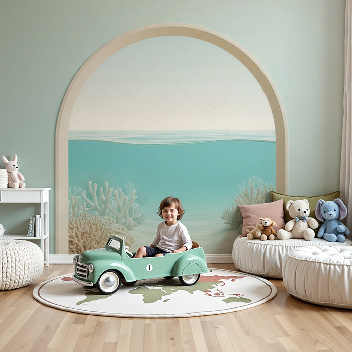 Papier peint chambre enfant | Plongée sous-marine avec coraux et eaux cristallines