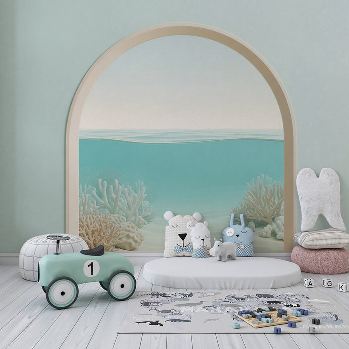 Papier peint chambre enfant | Plongée sous-marine avec coraux et eaux cristallines