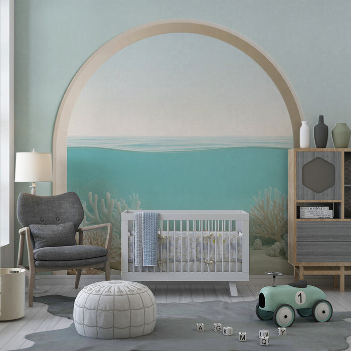 Papier peint chambre enfant | Plongée sous-marine avec coraux et eaux cristallines