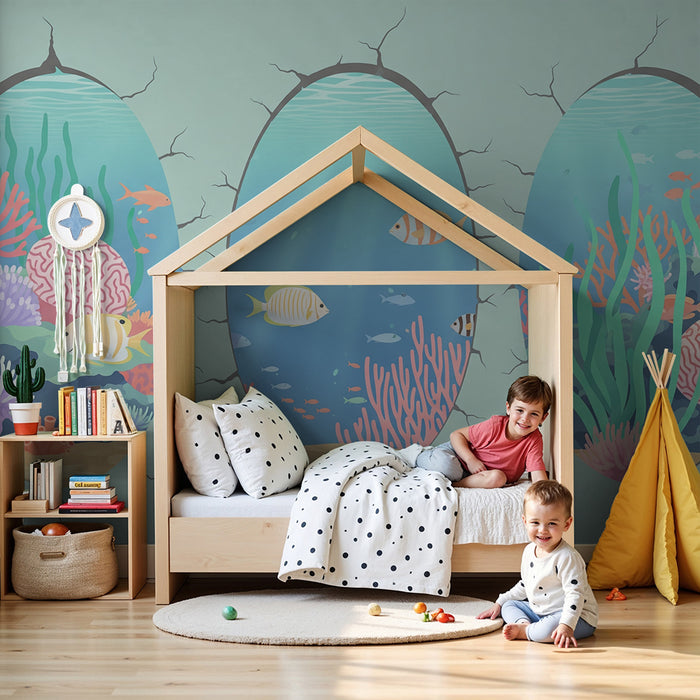 Kinderzimmer Tapete | Tauchen mit bunten Fischen und Korallen
