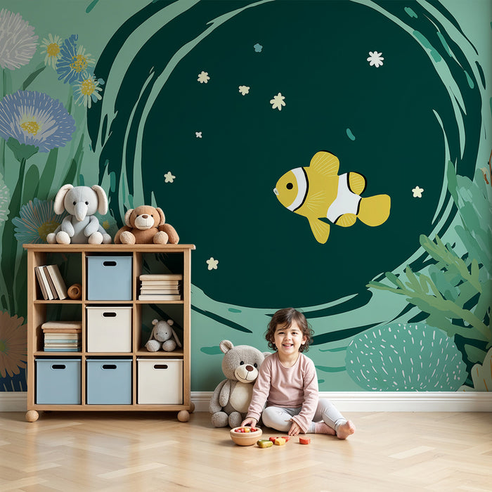 Detská izba tapeta | Klaunová ryba a morské kvety v aquatique dekore