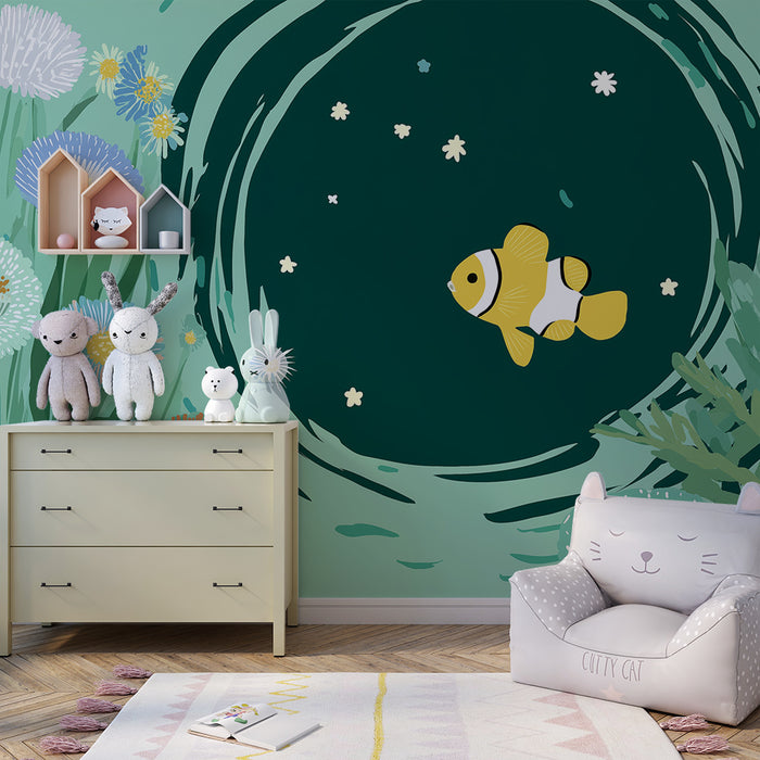 Detská izba tapeta | Klaunová ryba a morské kvety v aquatique dekore