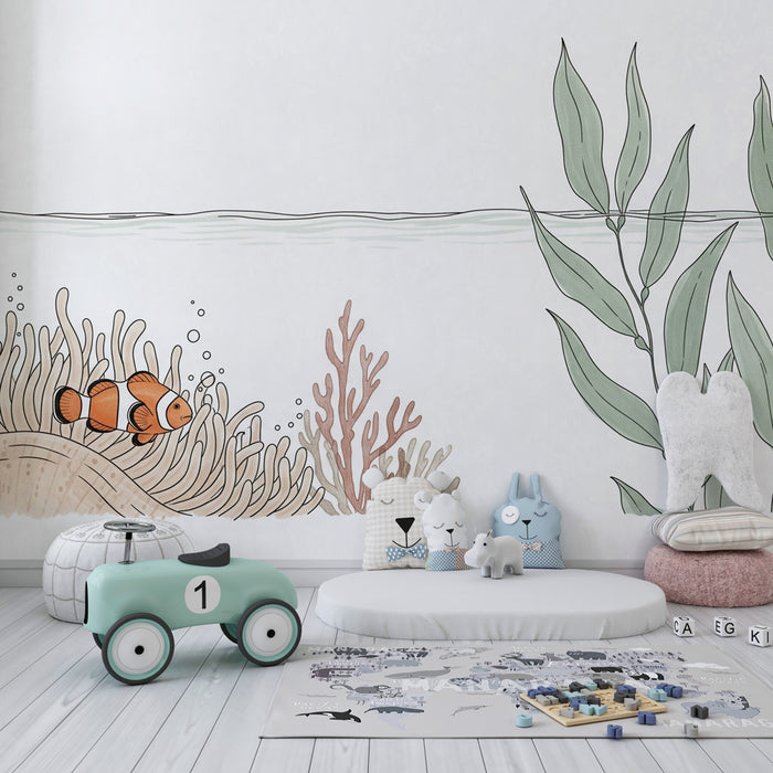 Papel pintado infantil | Pez payaso y arrecifes de coral