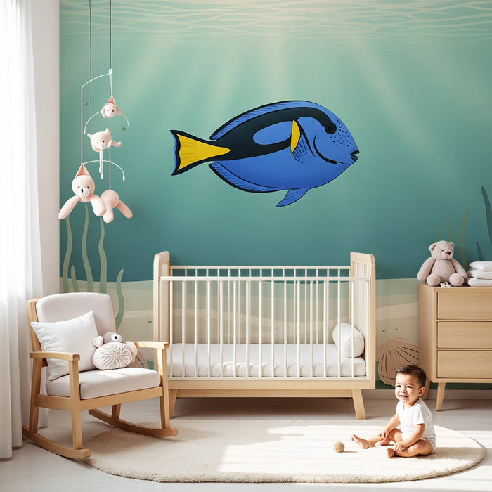 Carta da parati per camera bambini | Pesce colorato e paesaggio sottomarino rilassante