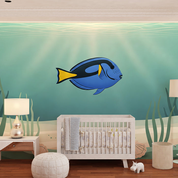 Carta da parati per camera bambini | Pesce colorato e paesaggio sottomarino rilassante