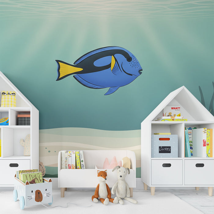 Carta da parati per camera bambini | Pesce colorato e paesaggio sottomarino rilassante