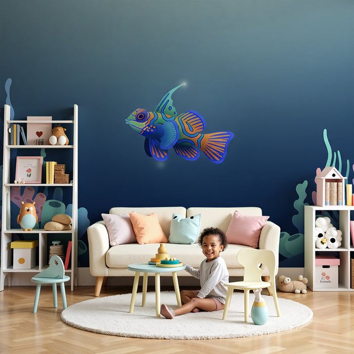 Kinderzimmer-Tapete | Bunte Fische schwimmen zwischen tropischen Korallen