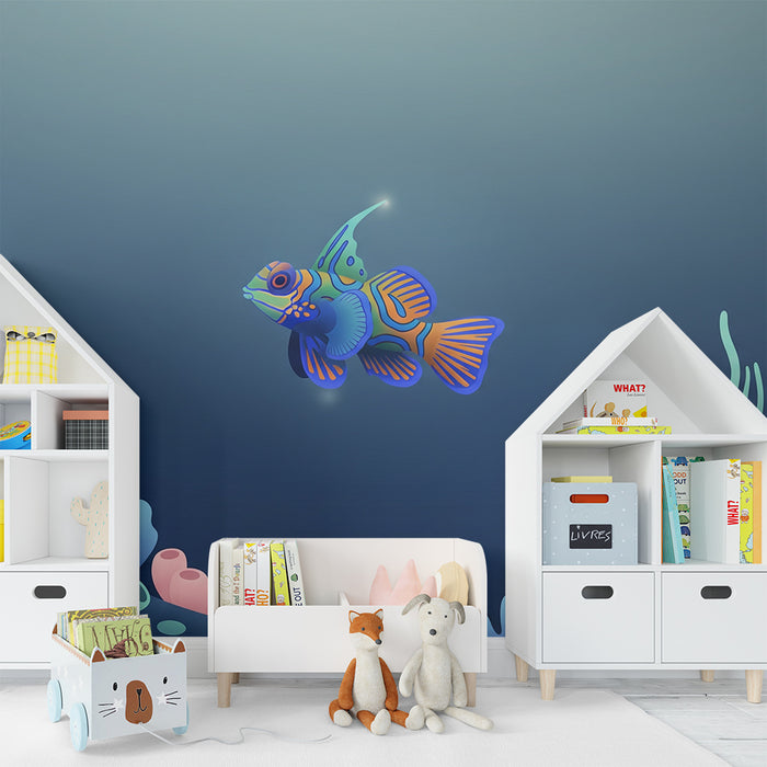 Kinderzimmer-Tapete | Bunte Fische schwimmen zwischen tropischen Korallen