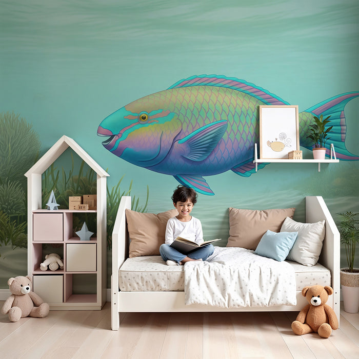 Tapete Kinderzimmer | Bunter exotischer Fisch zwischen Unterwasserkorallen