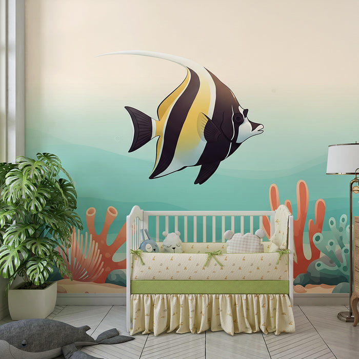 Kids' Room Wallpaper | Colorful Underwater World with Swimming Fish