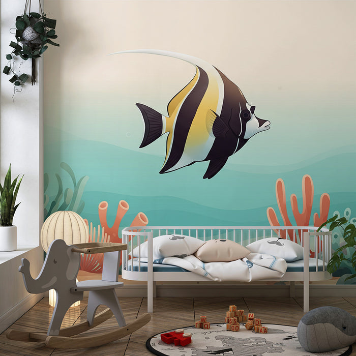 Kids' Room Wallpaper | Colorful Underwater World with Swimming Fish