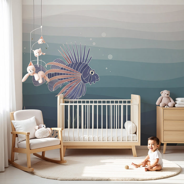 Papier peint chambre enfant | Poisson tropical et coraux sous-marins en grand format