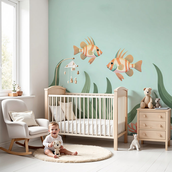Behang kinderkamer | Kleurrijke vissen en koraal in een rustgevend onderwaterdecor