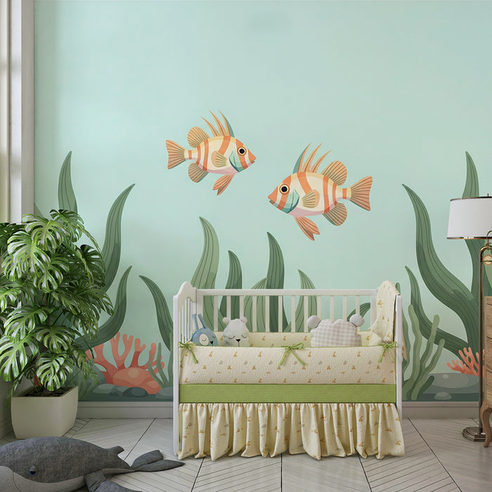 Behang kinderkamer | Kleurrijke vissen en koraal in een rustgevend onderwaterdecor