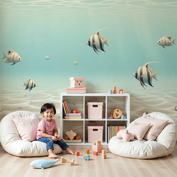 Papel de parede para quarto infantil | Peixes coloridos e fundos marinhos calmantes