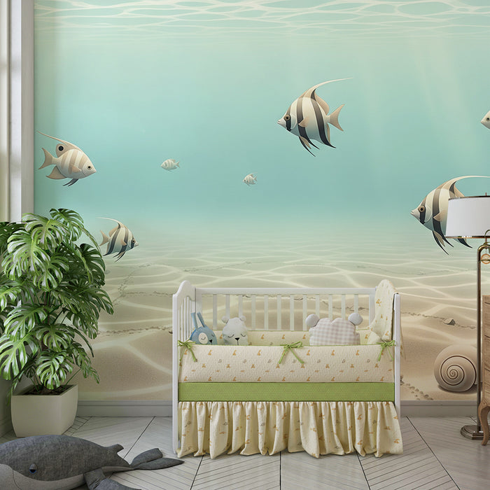 Papel de parede para quarto infantil | Peixes coloridos e fundos marinhos calmantes