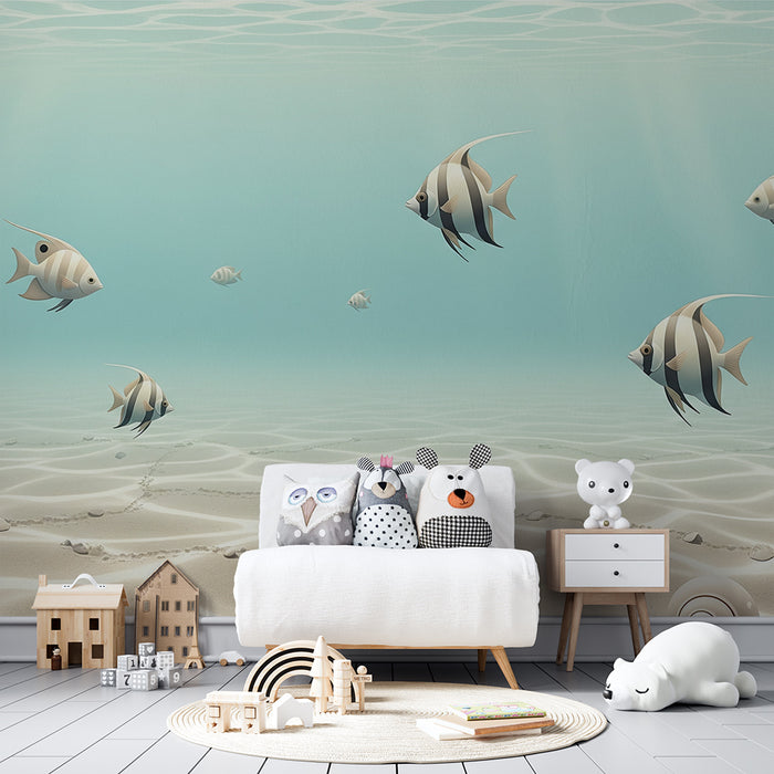 Papel de parede para quarto infantil | Peixes coloridos e fundos marinhos calmantes