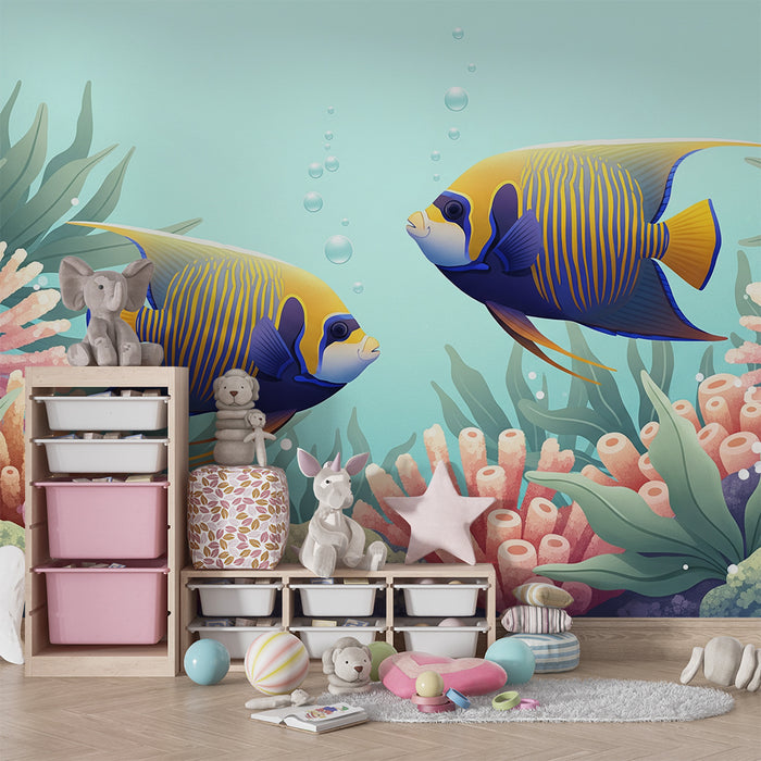 Kinderzimmer Tapete | Exotische Fische inmitten eines Korallenriffs