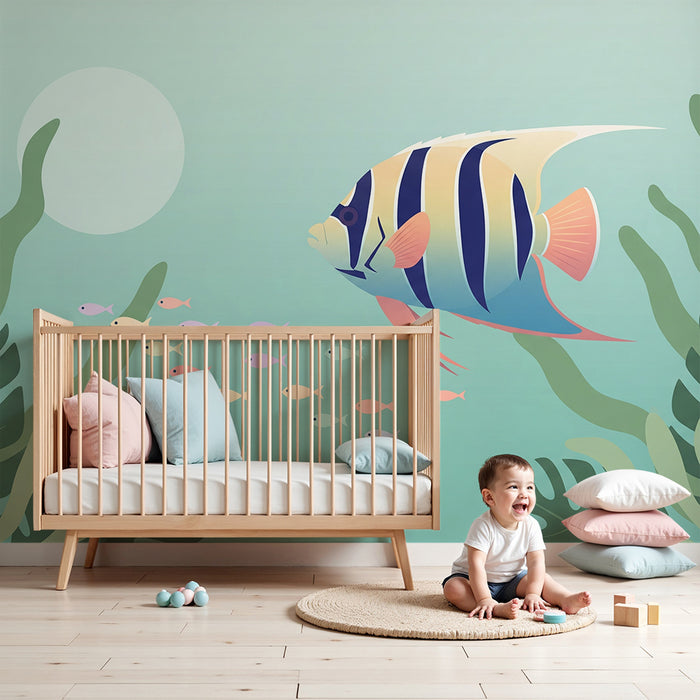 Papel de parede para quarto de criança | Peixes exóticos e corais em águas tropicais