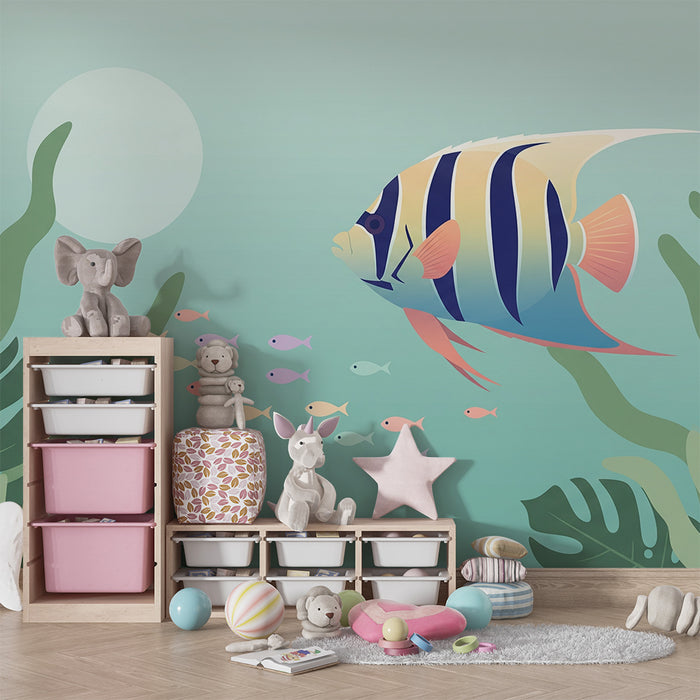 Papel de parede para quarto de criança | Peixes exóticos e corais em águas tropicais