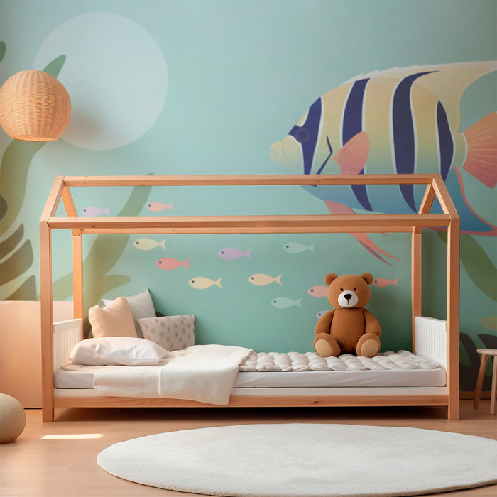 Papel de parede para quarto de criança | Peixes exóticos e corais em águas tropicais